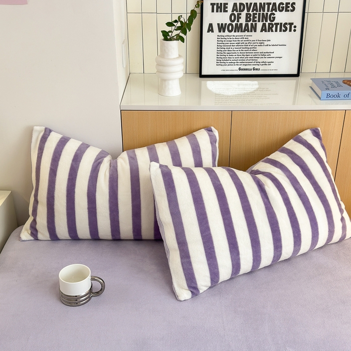 91家纺网 家纺一手货源 找家纺 （总）老K (原美阁） 2024新款高克重全消光牛奶绒四件套-格子条纹系列