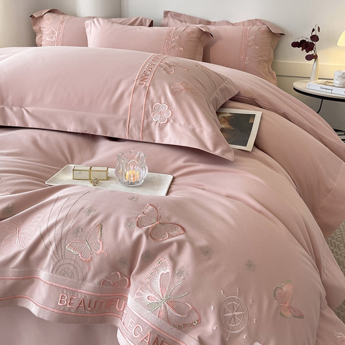 91家纺网 家纺一手货源 找家纺 （总）秋冬新品A类纯棉加厚磨毛四件套轻奢简约风蝴蝶床单被套床上用品