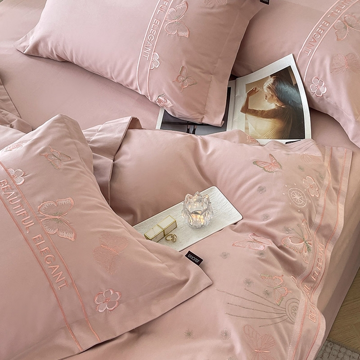 91家纺网 家纺一手货源 找家纺 （总）秋冬新品A类纯棉加厚磨毛四件套轻奢简约风蝴蝶床单被套床上用品