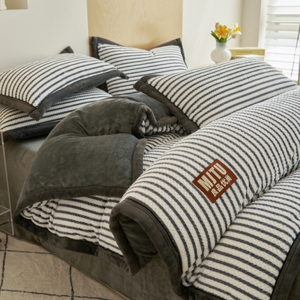 晨曦家纺 2024新款加厚贝贝绒牛奶绒无印风单被套（自然光） 贝贝绒-星空灰