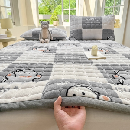 2024新款牛奶绒床垫保暖床褥子夹棉加厚印花床护垫大床图 小恐龙