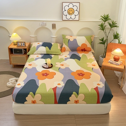 丝芙妮家居（原乐视家纺） 2024新款全棉磨毛多规格AB版单品套件系列（第二波）--单床笠及三件套 花半里