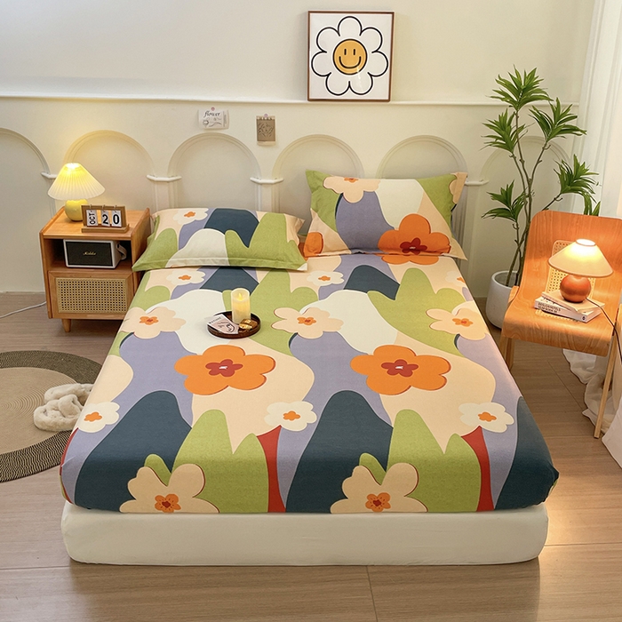 91家纺网 家纺一手货源 找家纺 丝芙妮家居（原乐视家纺） 2024新款全棉磨毛多规格AB版单品套件系列（第二波）--单床笠及三件套 花半里