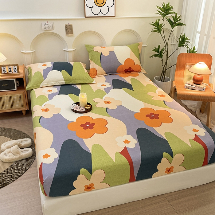 91家纺网 家纺一手货源 找家纺 丝芙妮家居（原乐视家纺） 2024新款全棉磨毛多规格AB版单品套件系列（第二波）--单床笠及三件套 花半里