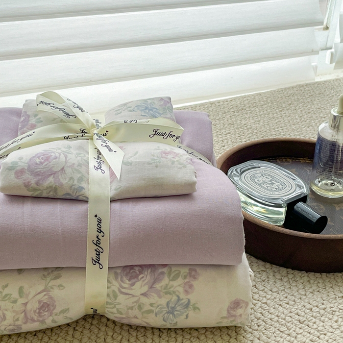 91家纺网 家纺一手货源 找家纺 一比一家纺 2025新款全棉母婴级抗菌有氧全棉双层纱亲肤全棉小清新印花三件套四件套 婆娑