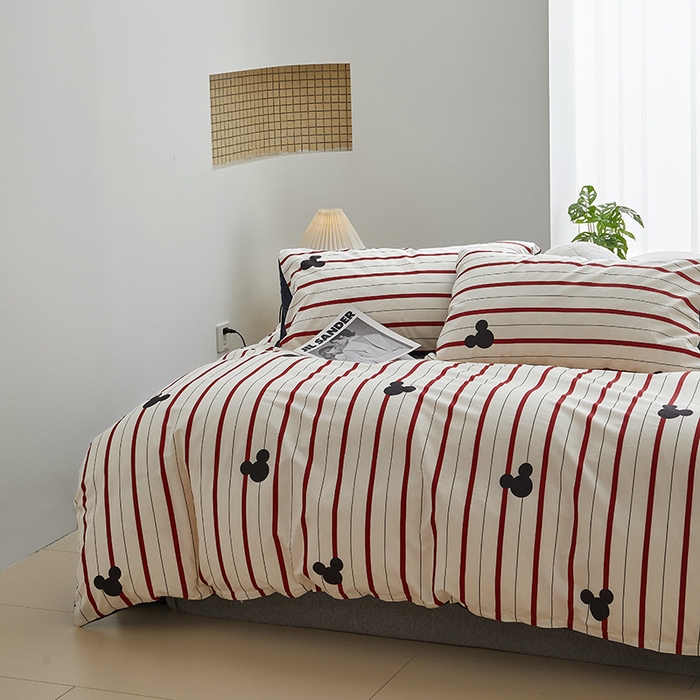 91家纺网 家纺一手货源 找家纺 怡家居 2024秋冬新品AB版加厚保暖全棉加绒四件套 线条米奇