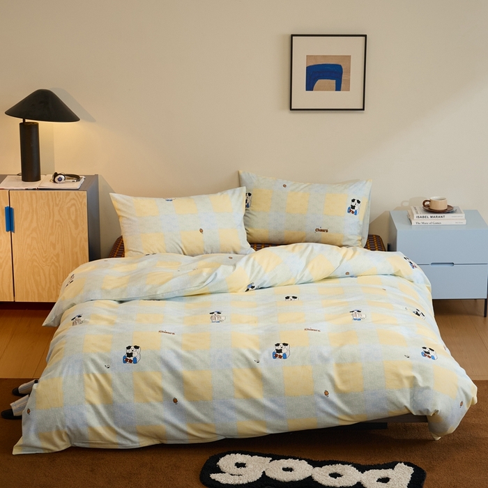 91家纺网 家纺一手货源 找家纺 棉眠 2024秋冬全棉活性32支加厚磨毛四件套 萌星