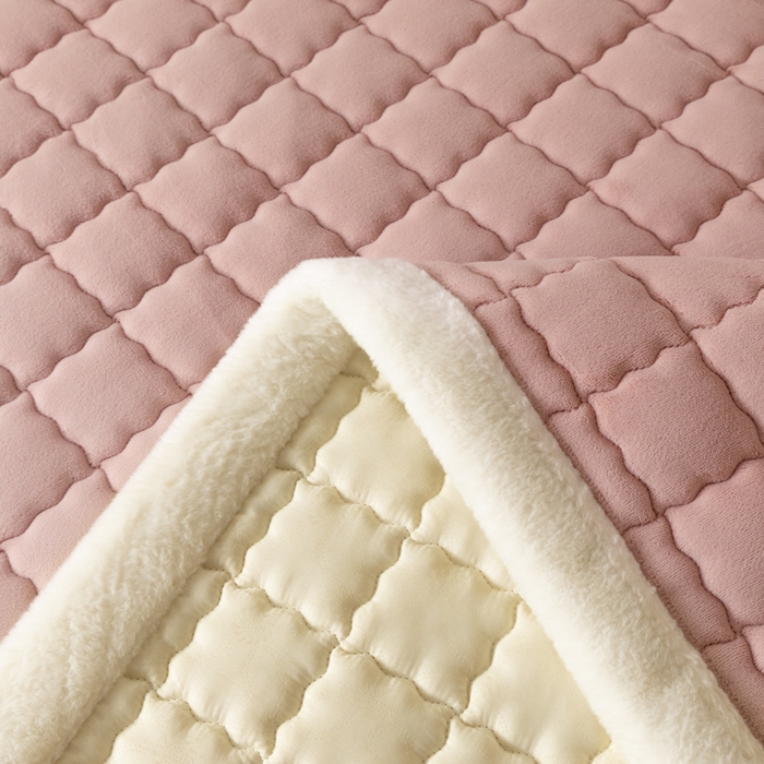 91家纺网 家纺一手货源 找家纺 鑫钰 2024秋冬新款加厚牛奶绒床垫床褥床护垫 暖格-绯粉