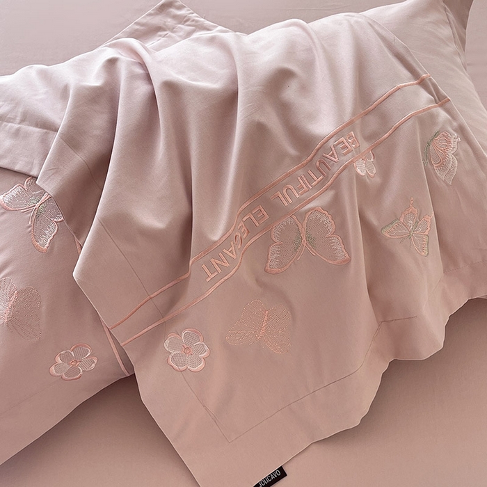 91家纺网 家纺一手货源 找家纺 （总）秋冬新品A类纯棉加厚磨毛四件套轻奢简约风蝴蝶床单被套床上用品