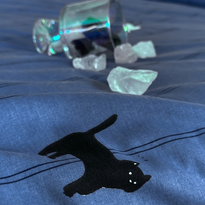 91家纺网 家纺一手货源 找家纺 棉眠 2024秋冬全棉活性32支加厚磨毛四件套 蓝猫