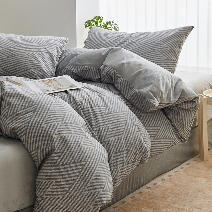 91家纺网 家纺一手货源 找家纺 怡家居 2024秋冬新品AB版加厚保暖全棉加绒四件套 线韵时尚