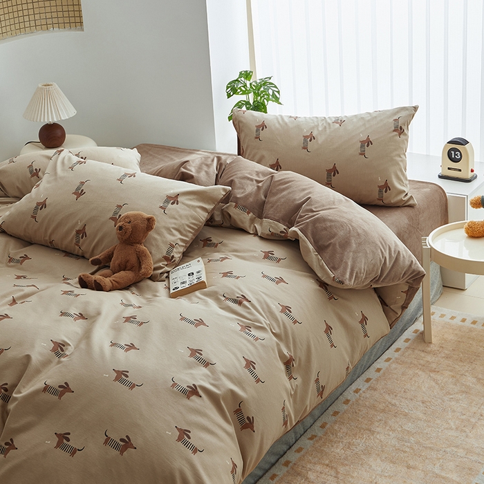 91家纺网 家纺一手货源 找家纺 怡家居 2024秋冬新品AB版加厚保暖全棉加绒四件套 麦克