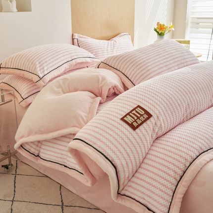 晨曦家纺 2024新款加厚贝贝绒牛奶绒无印风单被套（自然光） 贝贝绒-悠粉