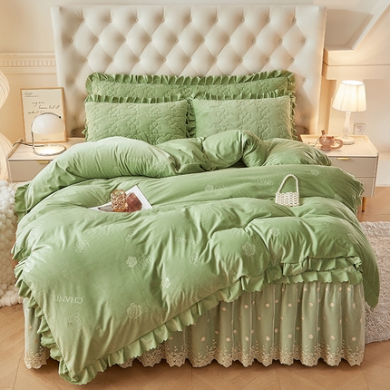 91家纺网 家纺一手货源 找家纺 （总）家之硕 2024新款宝宝绒高克重床裙四件套牛奶绒四件套