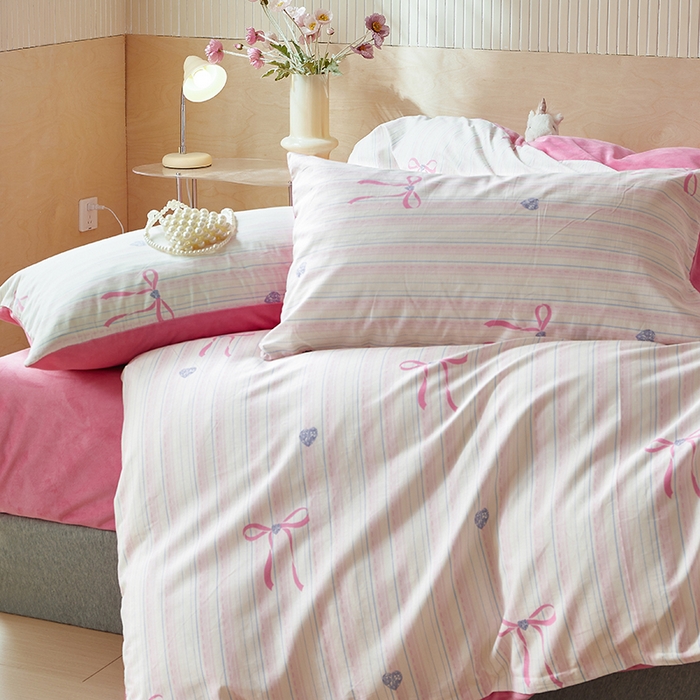 91家纺网 家纺一手货源 找家纺 怡家居 2024秋冬新品AB版加厚保暖全棉加绒四件套 甜心