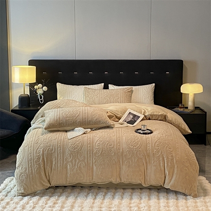 91家纺网 家纺一手货源 找家纺 （总）无界 2024新款B类烂花牛奶绒四件套-达琳