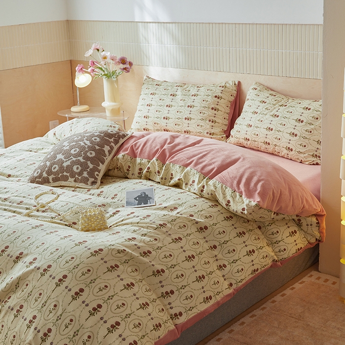 91家纺网 家纺一手货源 找家纺 怡家居 2024秋冬新品AB版加厚保暖全棉加绒四件套 浪漫花舞