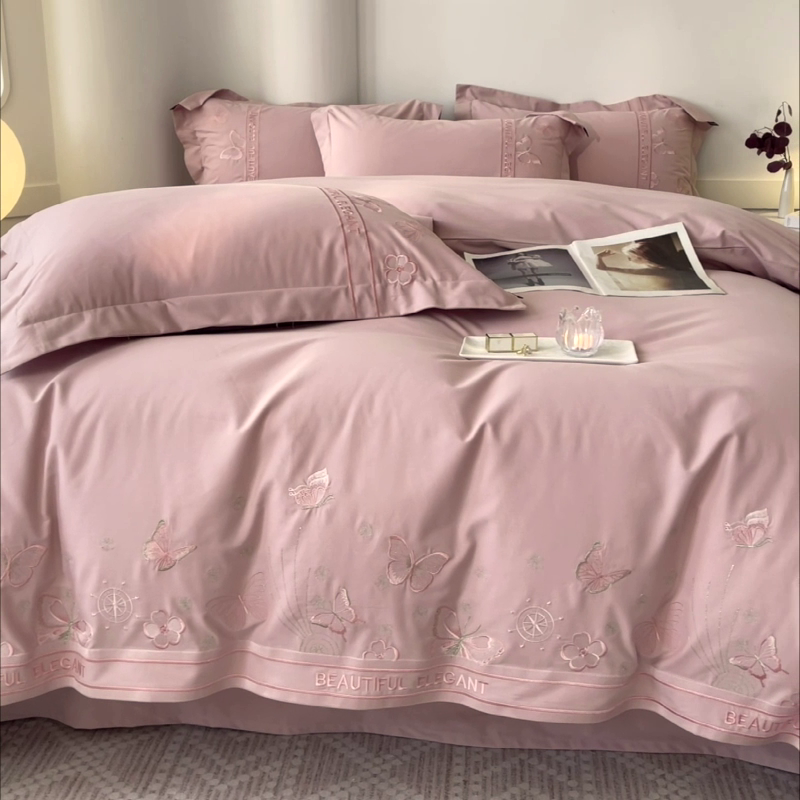 91家纺网 家纺一手货源 找家纺 （总）秋冬新品A类纯棉加厚磨毛四件套轻奢简约风蝴蝶床单被套床上用品