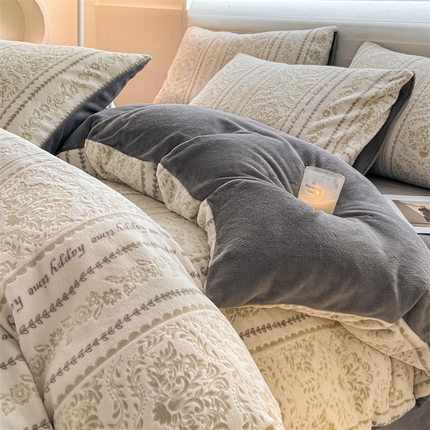 91家纺网 家纺一手货源 找家纺 （总）无界 2024新款B类色烂牛奶绒四件套-维亚纳（风格2）