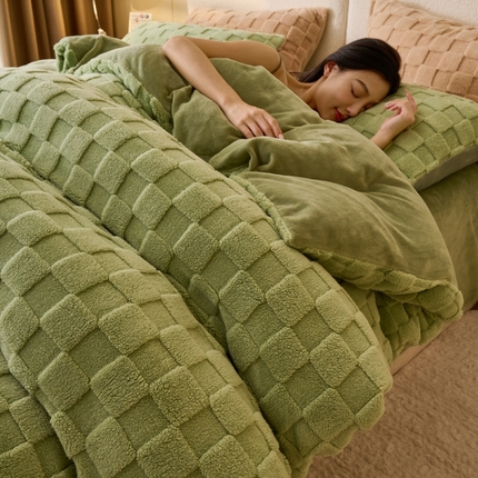 晨曦家纺 2024塔芙绒牛奶绒单被套-初暖系列 初暖-果绿