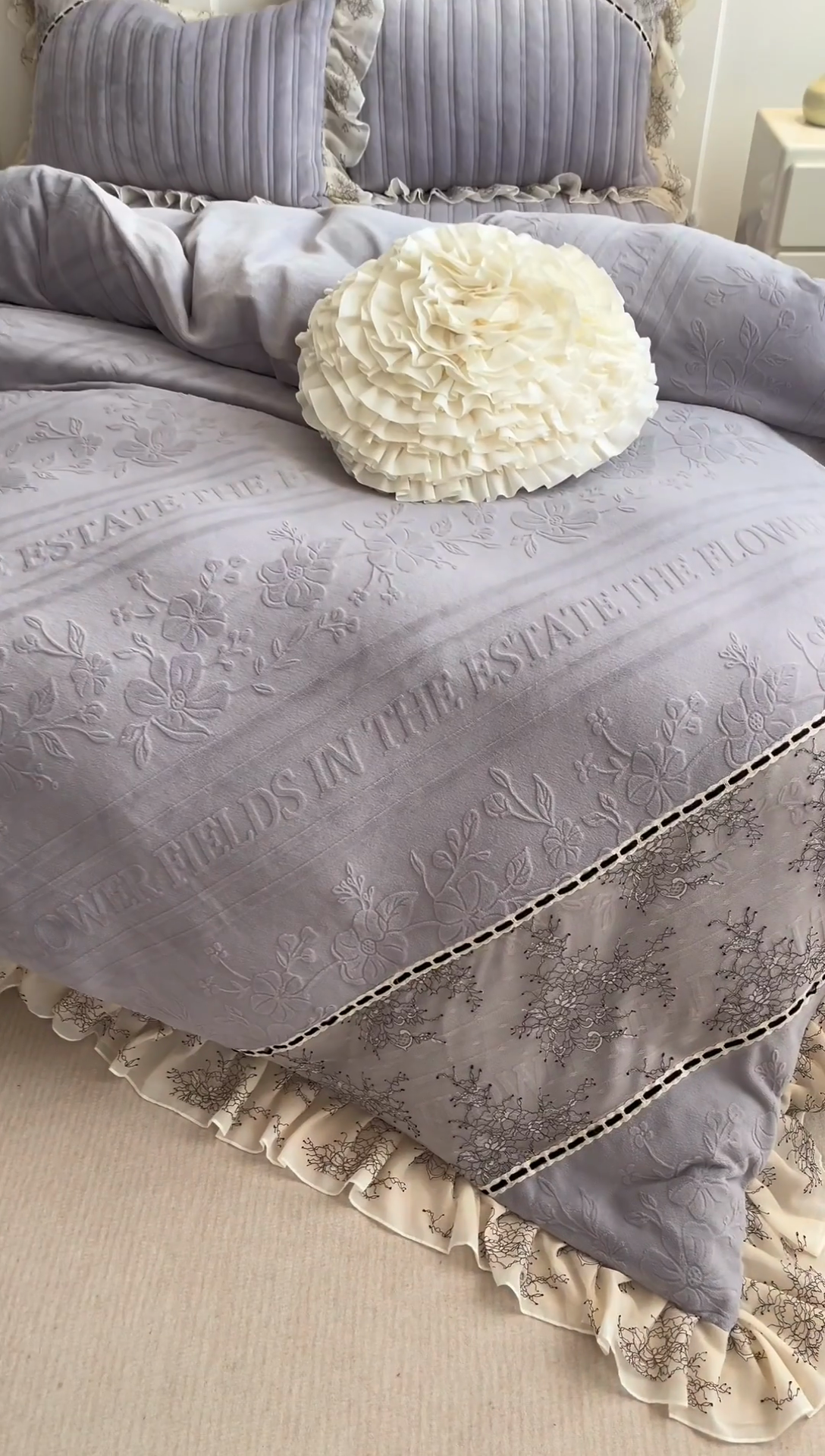 91家纺网 家纺一手货源 找家纺 胜权家纺 2024新款小香风牛奶绒夹棉床盖四件套-芭莎系列 芭莎-紫