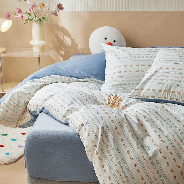 91家纺网 家纺一手货源 找家纺 怡家居 2024秋冬新品AB版加厚保暖全棉加绒四件套 春颂