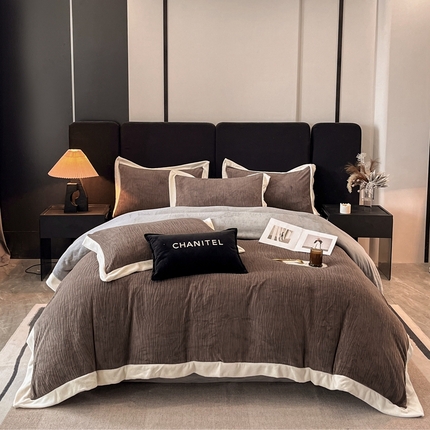 91家纺网 家纺一手货源 找家纺 （总）无界 2024新款B类烂花牛奶绒四件套-尼尔