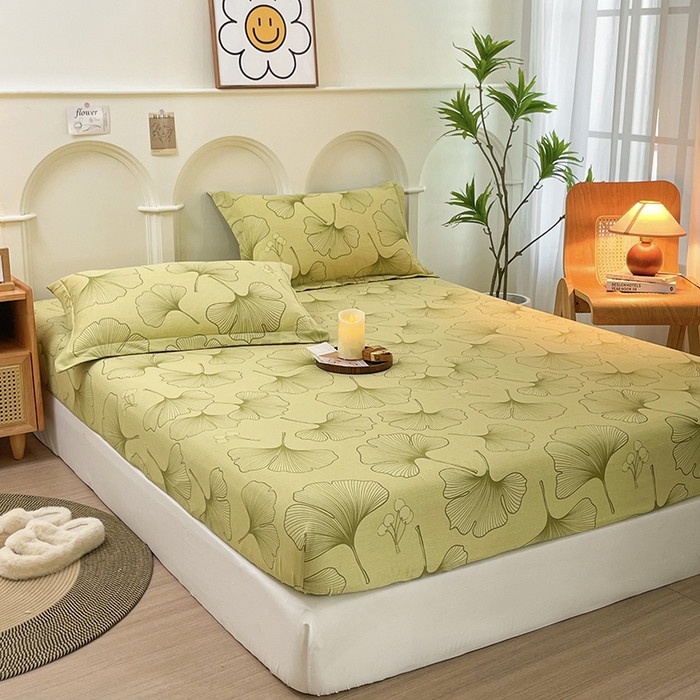 91家纺网 家纺一手货源 找家纺 丝芙妮家居（原乐视家纺） 2024新款全棉磨毛多规格AB版单品套件系列（第二波）--单床笠及三件套 叶影