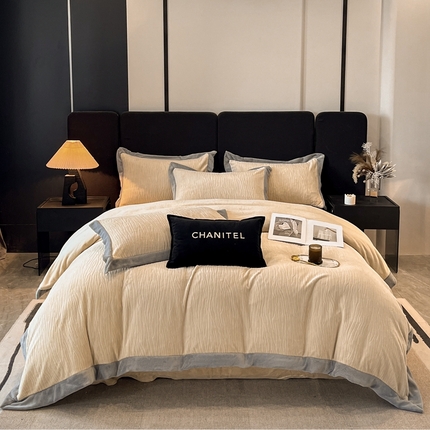 91家纺网 家纺一手货源 找家纺 （总）无界 2024新款B类烂花牛奶绒四件套-尼尔