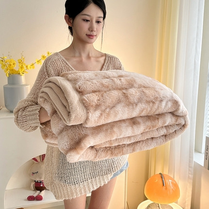 芸锦豪 2024新款双面波斯绒罗马柱毛毯 炫彩咖