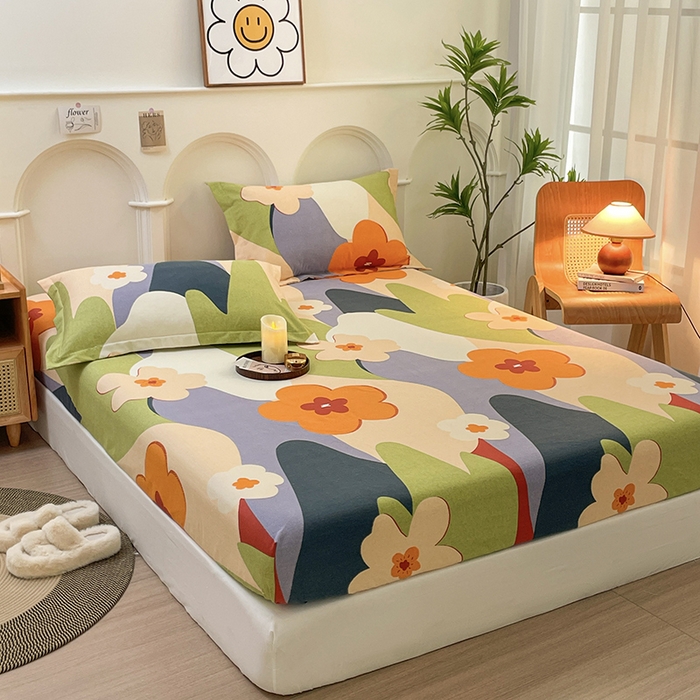 91家纺网 家纺一手货源 找家纺 丝芙妮家居（原乐视家纺） 2024新款全棉磨毛多规格AB版单品套件系列（第二波）--单床笠及三件套 花半里