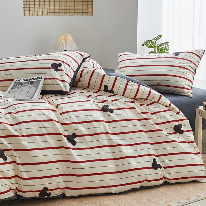 91家纺网 家纺一手货源 找家纺 怡家居 2024秋冬新品AB版加厚保暖全棉加绒四件套 线条米奇