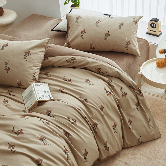 91家纺网 家纺一手货源 找家纺 怡家居 2024秋冬新品AB版加厚保暖全棉加绒四件套 麦克