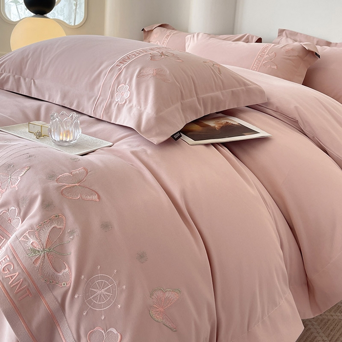 91家纺网 家纺一手货源 找家纺 （总）秋冬新品A类纯棉加厚磨毛四件套轻奢简约风蝴蝶床单被套床上用品