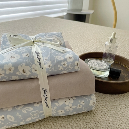 91家纺网 家纺一手货源 找家纺 （总）一比一家纺 2025新款全棉母婴级抗菌有氧全棉双层纱亲肤全棉小清新印花三件套四件套