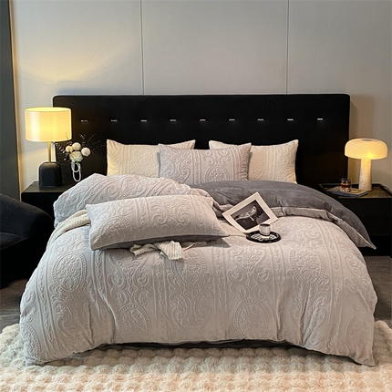 91家纺网 家纺一手货源 找家纺 （总）无界 2024新款B类烂花牛奶绒四件套-达琳