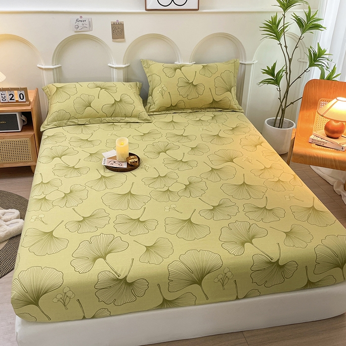 91家纺网 家纺一手货源 找家纺 丝芙妮家居（原乐视家纺） 2024新款全棉磨毛多规格AB版单品套件系列（第二波）--单床笠及三件套 叶影