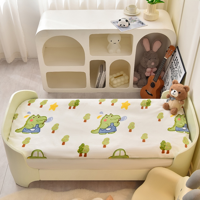 91家纺网 家纺一手货源 找家纺 宝贝优选 2024新款儿童牛奶绒可拆卸床垫床褥儿童床垫 闲逛恐龙