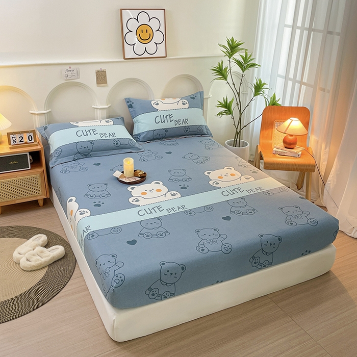 91家纺网 家纺一手货源 找家纺 丝芙妮家居（原乐视家纺） 2024新款全棉磨毛多规格AB版单品套件系列（第二波）--单床笠及三件套 可爱熊