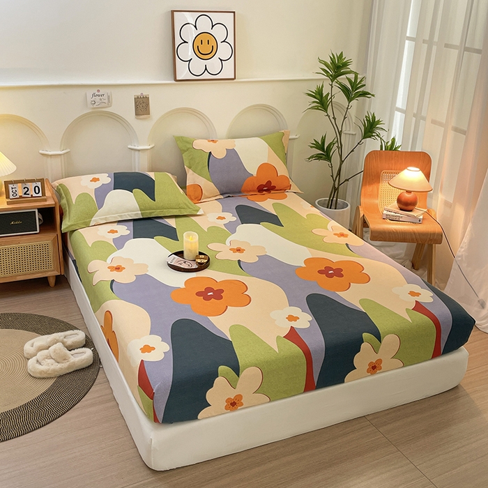 91家纺网 家纺一手货源 找家纺 丝芙妮家居（原乐视家纺） 2024新款全棉磨毛多规格AB版单品套件系列（第二波）--单床笠及三件套 花半里