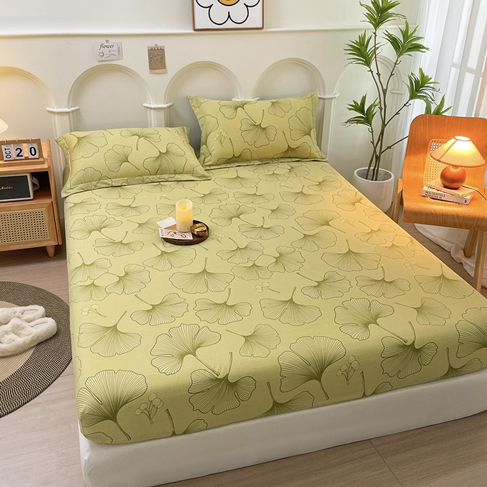 91家纺网 家纺一手货源 找家纺 丝芙妮家居（原乐视家纺） 2024新款全棉磨毛多规格AB版单品套件系列（第二波）--单床笠及三件套 叶影