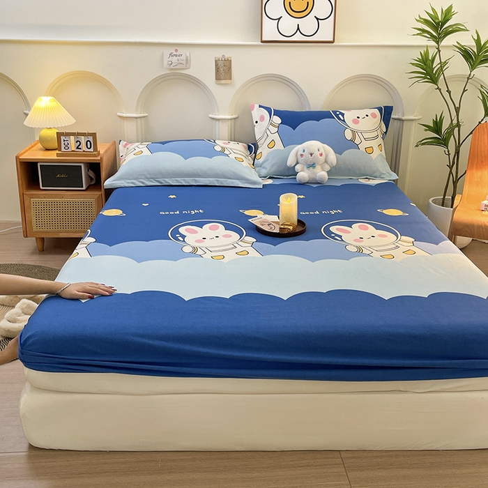 91家纺网 家纺一手货源 找家纺 丝芙妮家居（原乐视家纺） 2024新款全棉磨毛多规格AB版单品套件系列（第二波）--单床笠及三件套 萌小兔