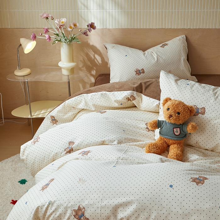 91家纺网 家纺一手货源 找家纺 怡家居 2024秋冬新品AB版加厚保暖全棉加绒四件套 玩具熊乐园