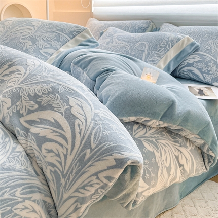 91家纺网 家纺一手货源 找家纺 （总）无界 2024新款B类色烂牛奶绒四件套-维亚纳（风格2）