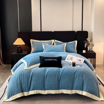 91家纺网 家纺一手货源 找家纺 （总）无界 2024新款B类烂花牛奶绒四件套-丹尼尔