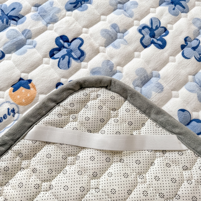 91家纺网 家纺一手货源 找家纺 2024新款牛奶绒床垫保暖床褥子夹棉加厚印花床护垫大床图 花韵