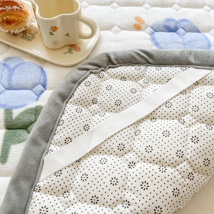 91家纺网 家纺一手货源 找家纺 2024新款牛奶绒床垫保暖床褥子夹棉加厚印花床护垫大床图 兰兰花