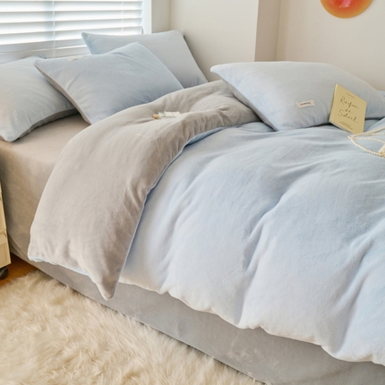 91家纺网 家纺一手货源 找家纺 （总）晨曦家纺 2024新款ins简约风牛奶绒双拼单被套