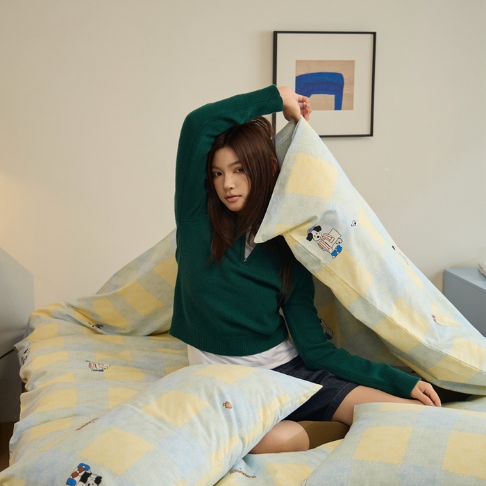 91家纺网 家纺一手货源 找家纺 棉眠 2024秋冬全棉活性32支加厚磨毛四件套 萌星