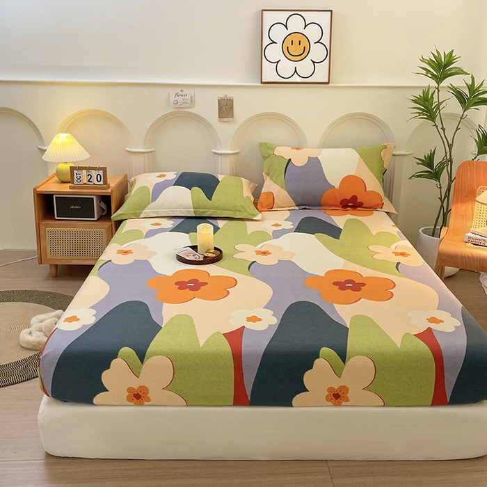 91家纺网 家纺一手货源 找家纺 丝芙妮家居（原乐视家纺） 2024新款全棉磨毛多规格AB版单品套件系列（第二波）--单床笠及三件套 花半里